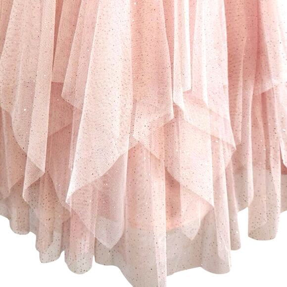 Jona Michelle GIRLS Lace Dress 5 Bow Tulle Glitter Party PINK GLITTER 5 - Picture 3 of 12